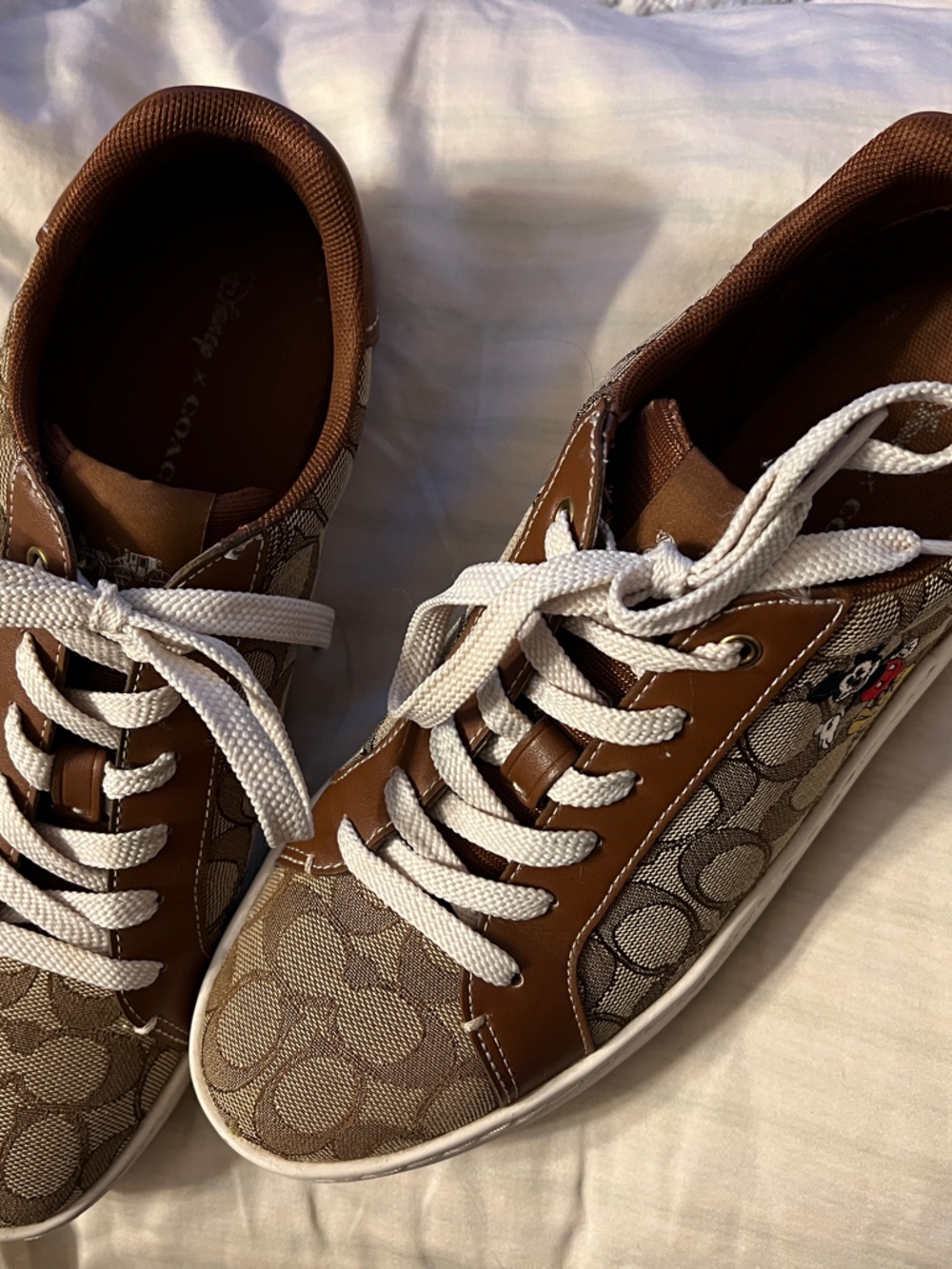 Coach Brown Signature Canvas Sneakers with White Laces